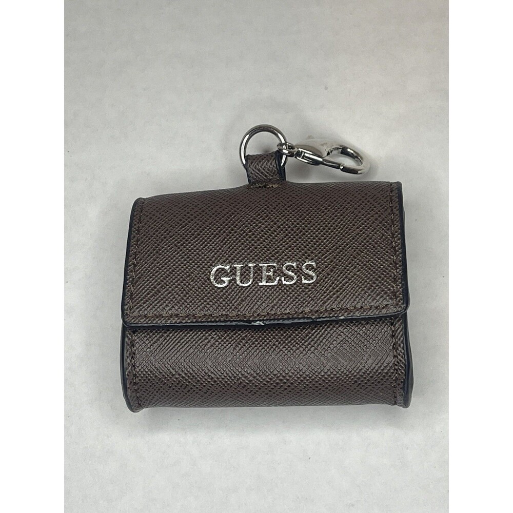 Guess Brown Mini Key FOB Change Pouch Wallet Coin Purse Airpods Case